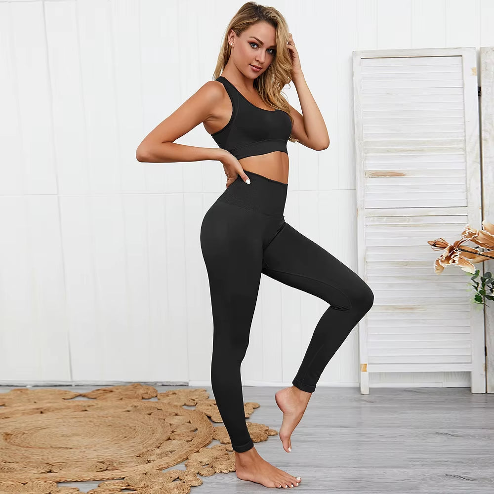 Women'S Seamless Yoga Suit Sportswear Fitness Suit Sports Bra Leggings 2 Piece Sets Gym Clothes Costume for Yoga Female 2023 Hot