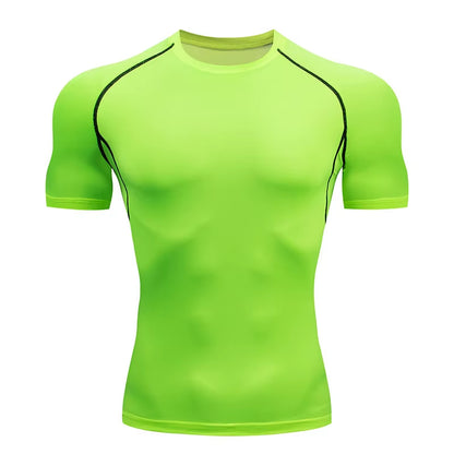 Men'S Compression Top, Active Mid Stretch Breathable Moisture Wicking Workout T-Shirt for Outdoor Sports