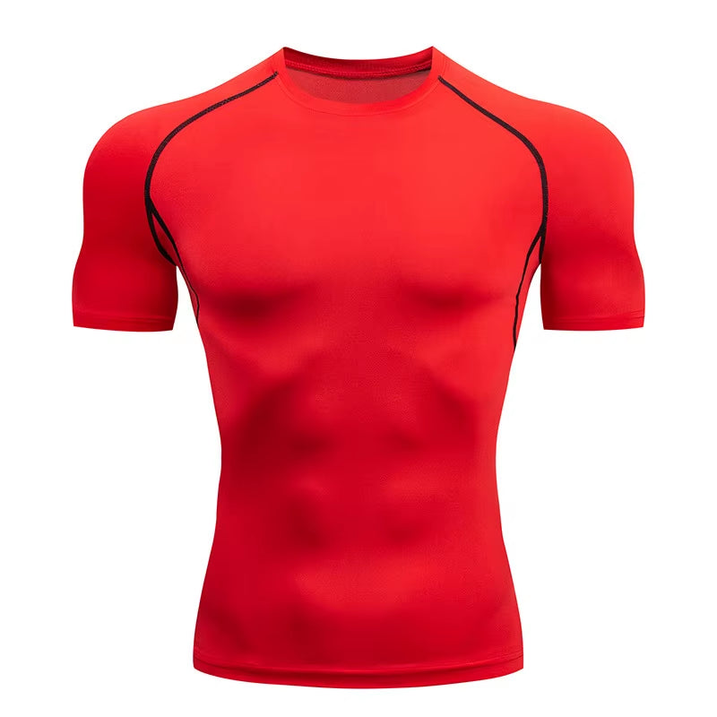 Men'S Compression Top, Active Mid Stretch Breathable Moisture Wicking Workout T-Shirt for Outdoor Sports