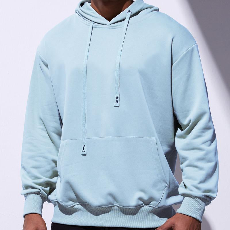 Mens Hooded Sweatshirts Casual Lightweight Hoodie Solid Color Long Sleeve Athletic Sweatshirts with Pocket Menswear Sweaters Pullover