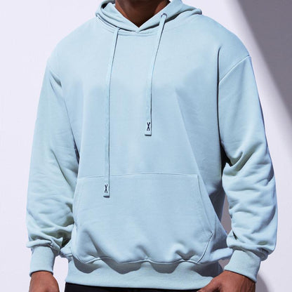 Mens Hooded Sweatshirts Casual Lightweight Hoodie Solid Color Long Sleeve Athletic Sweatshirts with Pocket Menswear Sweaters Pullover