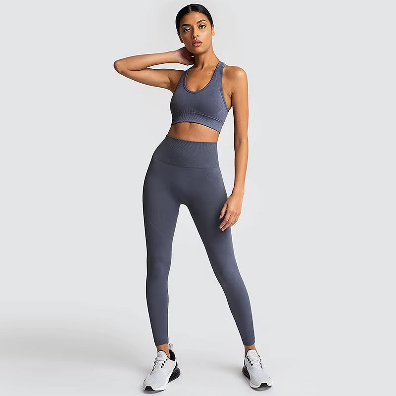 Women'S Seamless Yoga Suit Sportswear Fitness Suit Sports Bra Leggings 2 Piece Sets Gym Clothes Costume for Yoga Female 2023 Hot