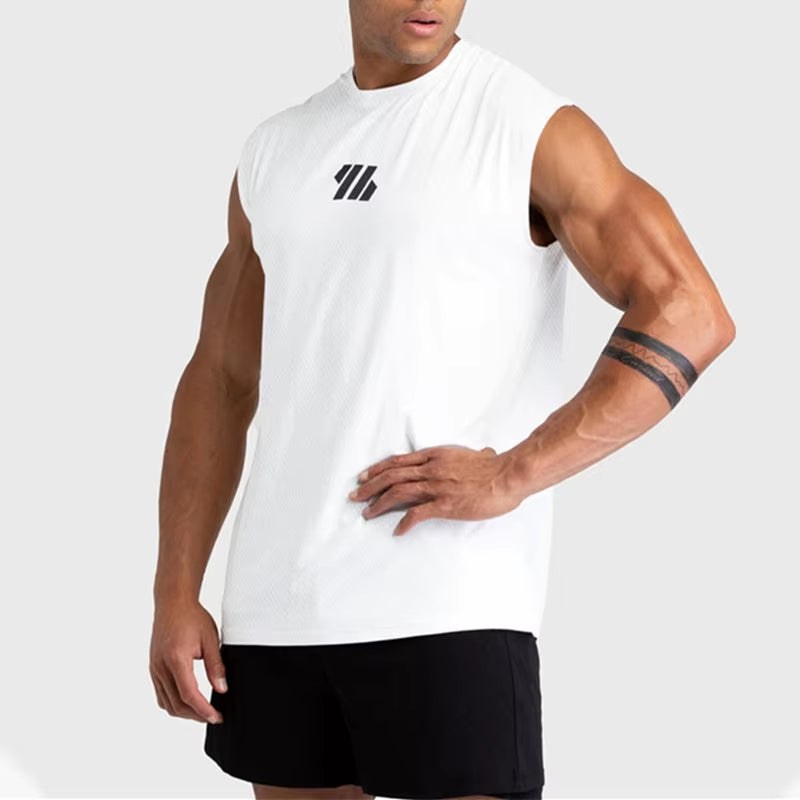 2024 Summer New Gym Vest Men Bodybuilding Sleeveless Sports Tank Top Quick-Drying Mesh Fitness Running Tank Top Men Clothes