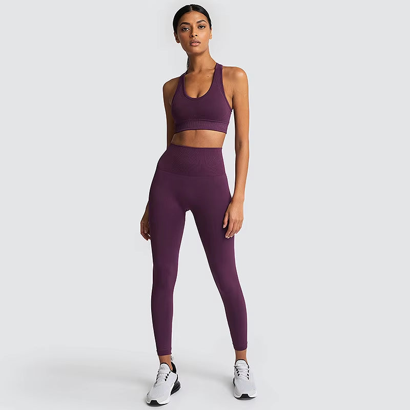 Women'S Seamless Yoga Suit Sportswear Fitness Suit Sports Bra Leggings 2 Piece Sets Gym Clothes Costume for Yoga Female 2023 Hot