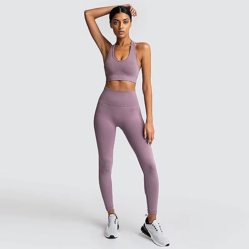 Women'S Seamless Yoga Suit Sportswear Fitness Suit Sports Bra Leggings 2 Piece Sets Gym Clothes Costume for Yoga Female 2023 Hot