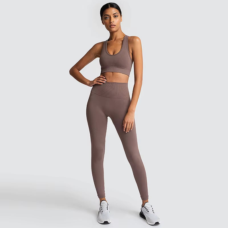 Women'S Seamless Yoga Suit Sportswear Fitness Suit Sports Bra Leggings 2 Piece Sets Gym Clothes Costume for Yoga Female 2023 Hot