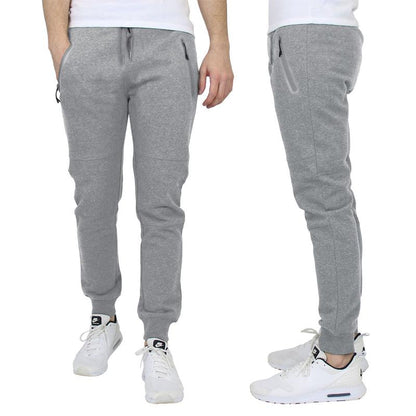 Men'S All Seasons Slim Fit Fleece Jogger Sweatpants with Reflective Zipper Pockets