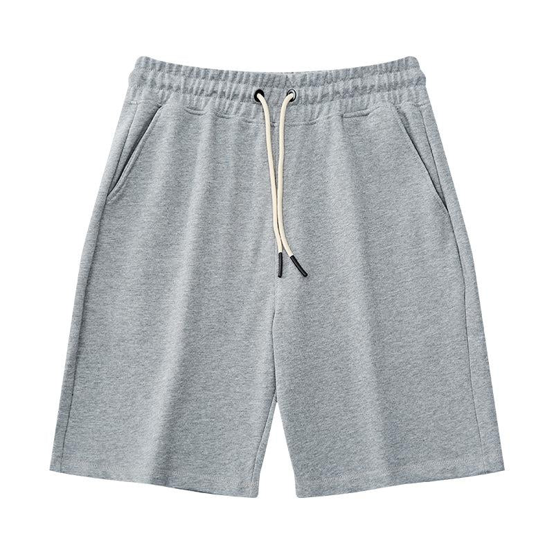 EVELLYHOOTD 7" GSM360 Gray Plain Cotton Sweat Shorts for Men Heavyweight Drawstring Essential Clean Fit Gym Shorts Summer Sweat Shorts M102
