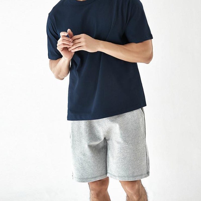 EVELLYHOOTD 7" GSM360 Gray Plain Cotton Sweat Shorts for Men Heavyweight Drawstring Essential Clean Fit Gym Shorts Summer Sweat Shorts M102