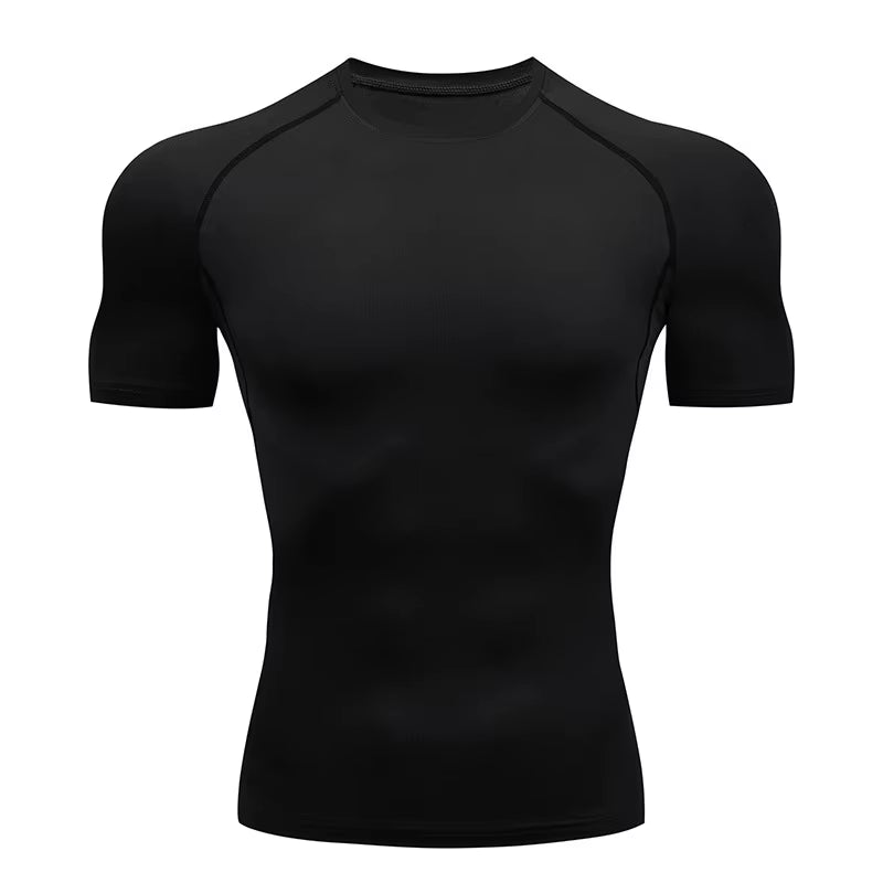 Men'S Compression Top, Active Mid Stretch Breathable Moisture Wicking Workout T-Shirt for Outdoor Sports
