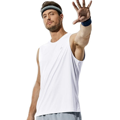 Haimont Men'S Workout Tank Top Dry Fit UPF 50 Sleeveless Muscle Tee Shirts for Swim, Running, Hiking, Beach