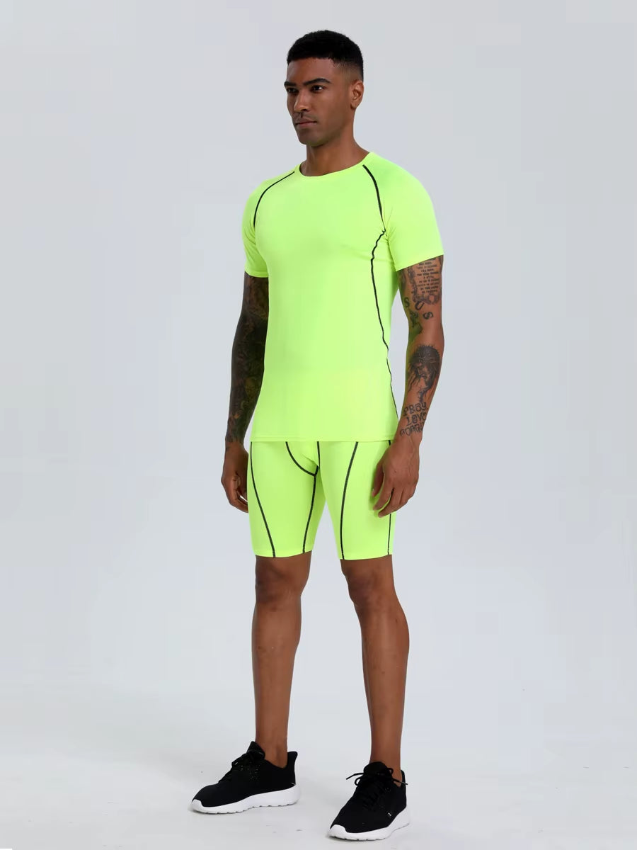 Men'S Compression Top, Active Mid Stretch Breathable Moisture Wicking Workout T-Shirt for Outdoor Sports