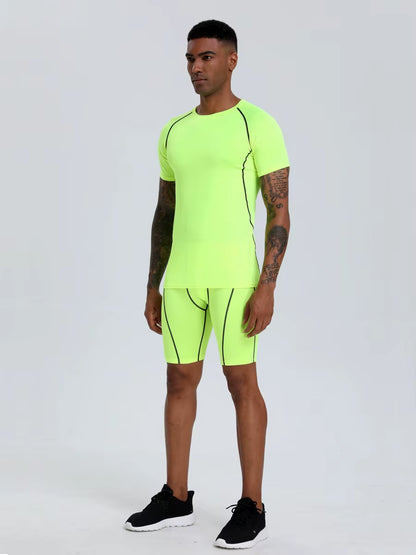 Men'S Compression Top, Active Mid Stretch Breathable Moisture Wicking Workout T-Shirt for Outdoor Sports