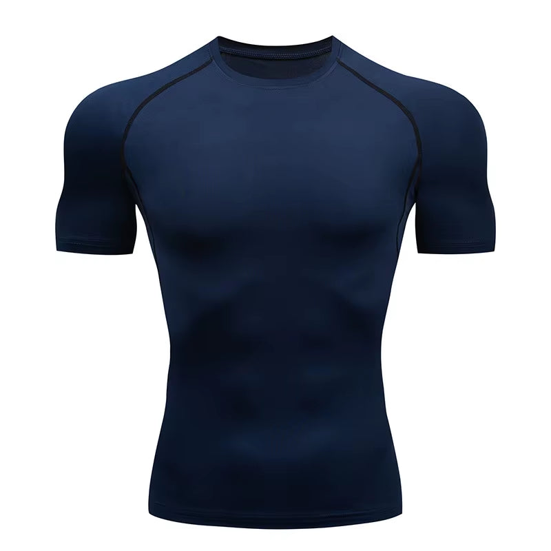 Men'S Compression Top, Active Mid Stretch Breathable Moisture Wicking Workout T-Shirt for Outdoor Sports