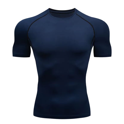Men'S Compression Top, Active Mid Stretch Breathable Moisture Wicking Workout T-Shirt for Outdoor Sports