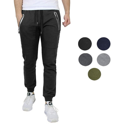 Men'S All Seasons Slim Fit Fleece Jogger Sweatpants with Reflective Zipper Pockets