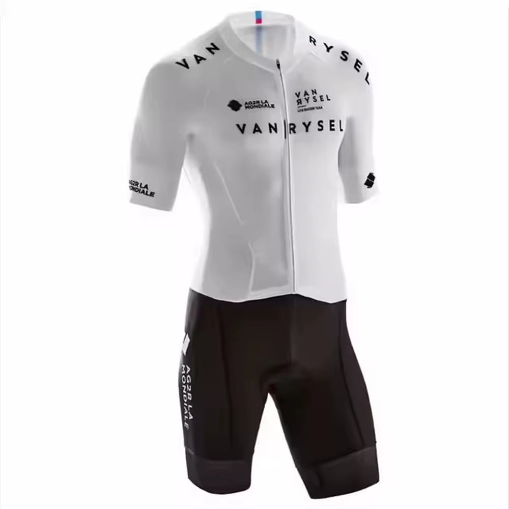 Van/Rysel Road Racing Suit Racer White Triathlon Summer Tights One-Piece Pants Cycling Suit Breathable Outdoor Sports Clothes