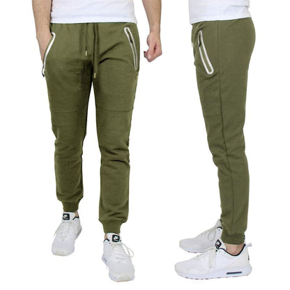 Men'S All Seasons Slim Fit Fleece Jogger Sweatpants with Reflective Zipper Pockets