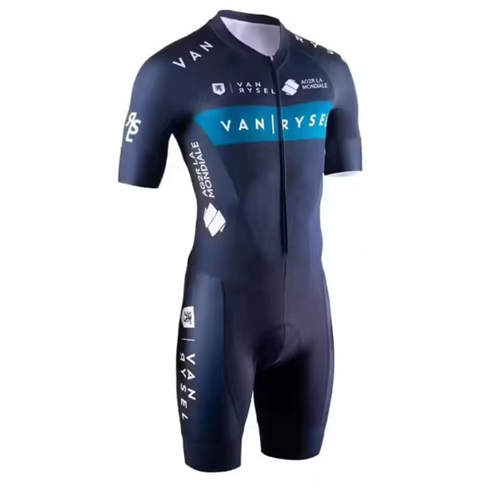 Van/Rysel Road Racing Suit Racer White Triathlon Summer Tights One-Piece Pants Cycling Suit Breathable Outdoor Sports Clothes