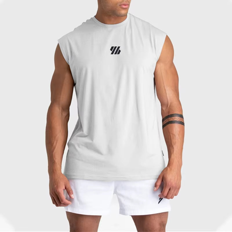 2024 Summer New Gym Vest Men Bodybuilding Sleeveless Sports Tank Top Quick-Drying Mesh Fitness Running Tank Top Men Clothes