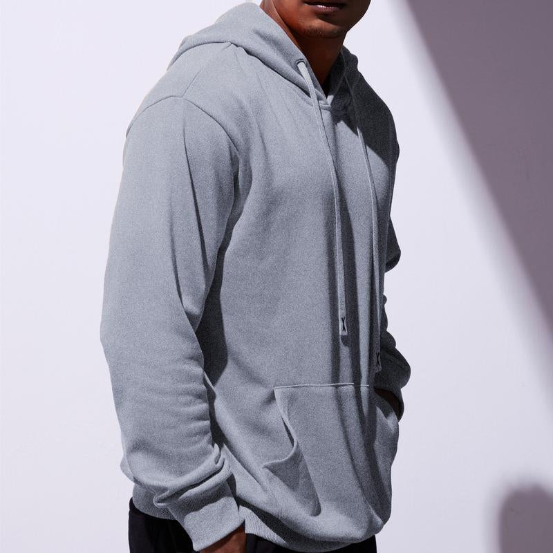 Mens Hooded Sweatshirts Casual Lightweight Hoodie Solid Color Long Sleeve Athletic Sweatshirts with Pocket Menswear Sweaters Pullover