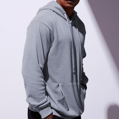 Mens Hooded Sweatshirts Casual Lightweight Hoodie Solid Color Long Sleeve Athletic Sweatshirts with Pocket Menswear Sweaters Pullover