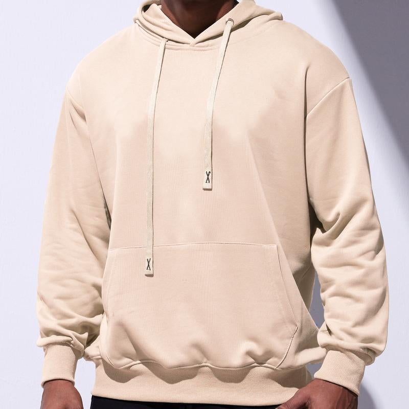 Mens Hooded Sweatshirts Casual Lightweight Hoodie Solid Color Long Sleeve Athletic Sweatshirts with Pocket Menswear Sweaters Pullover