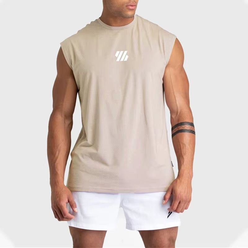 2024 Summer New Gym Vest Men Bodybuilding Sleeveless Sports Tank Top Quick-Drying Mesh Fitness Running Tank Top Men Clothes