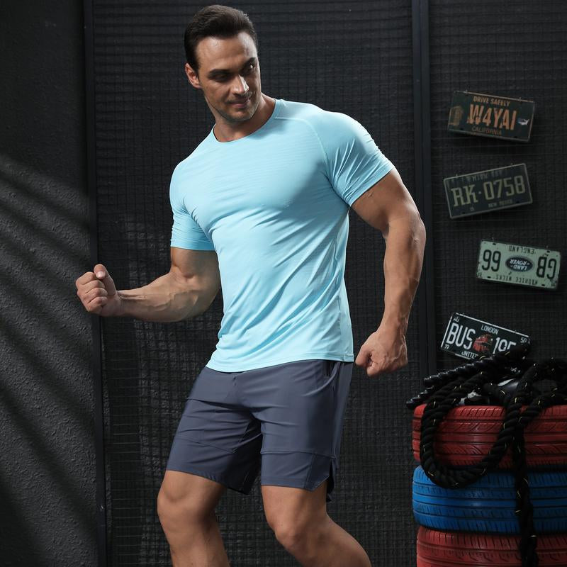 Men Aerofit T-Shirts Lightweight Breathable Moisture Gym