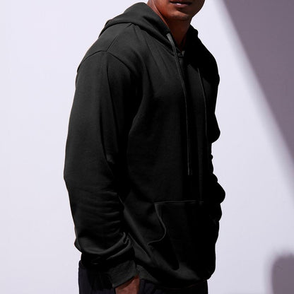 Mens Hooded Sweatshirts Casual Lightweight Hoodie Solid Color Long Sleeve Athletic Sweatshirts with Pocket Menswear Sweaters Pullover