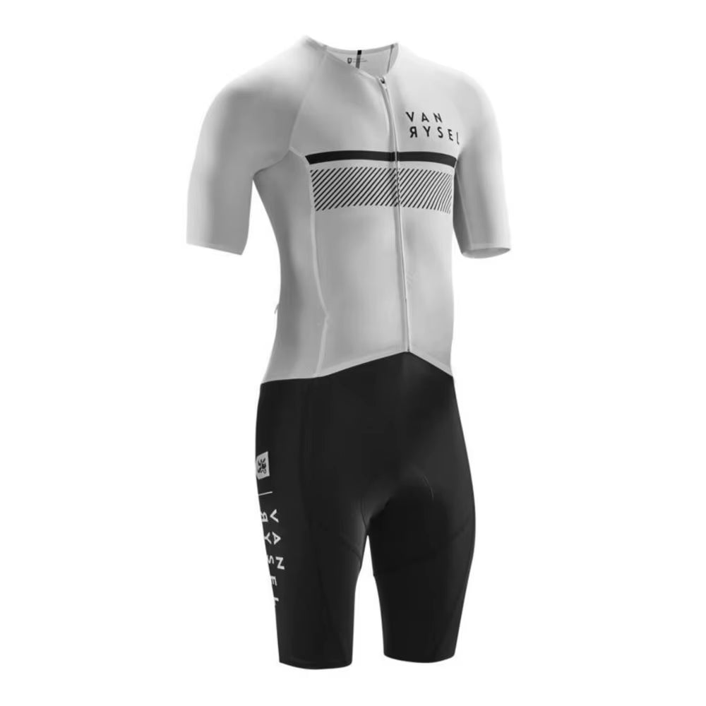 Van/Rysel Road Racing Suit Racer White Triathlon Summer Tights One-Piece Pants Cycling Suit Breathable Outdoor Sports Clothes