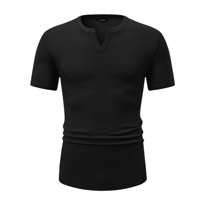 JMIERR Men'S Muscle V-Neck T Shirt Short Sleeve Longline Ribbed Henley Shirt Gym Workout Athletic Tee Shirts