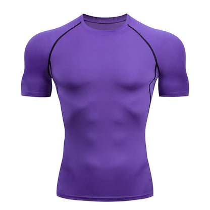 Men'S Compression Top, Active Mid Stretch Breathable Moisture Wicking Workout T-Shirt for Outdoor Sports