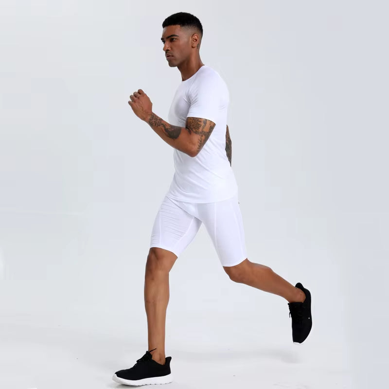 Men'S Compression Top, Active Mid Stretch Breathable Moisture Wicking Workout T-Shirt for Outdoor Sports